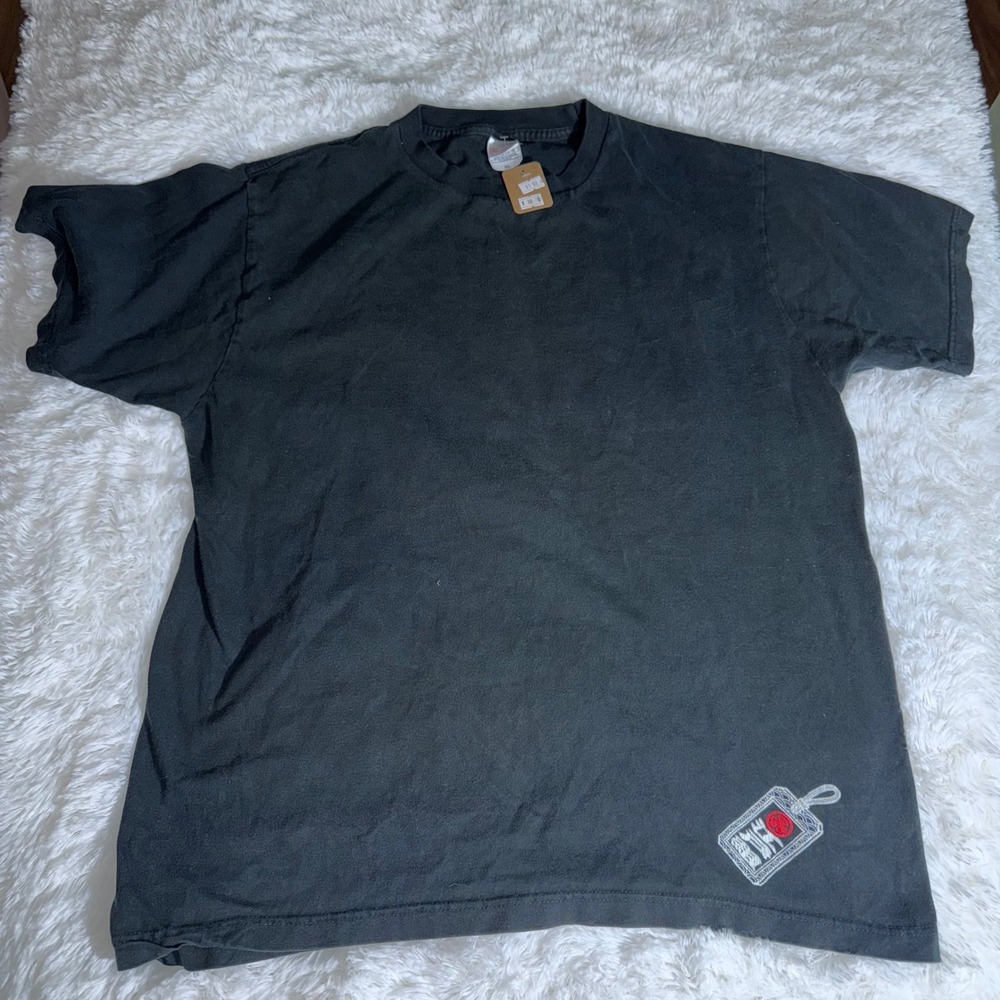 Printstar Mens XL Black Graphic T-Shirt Japanese Kanji Kabuki Mask Art Tee